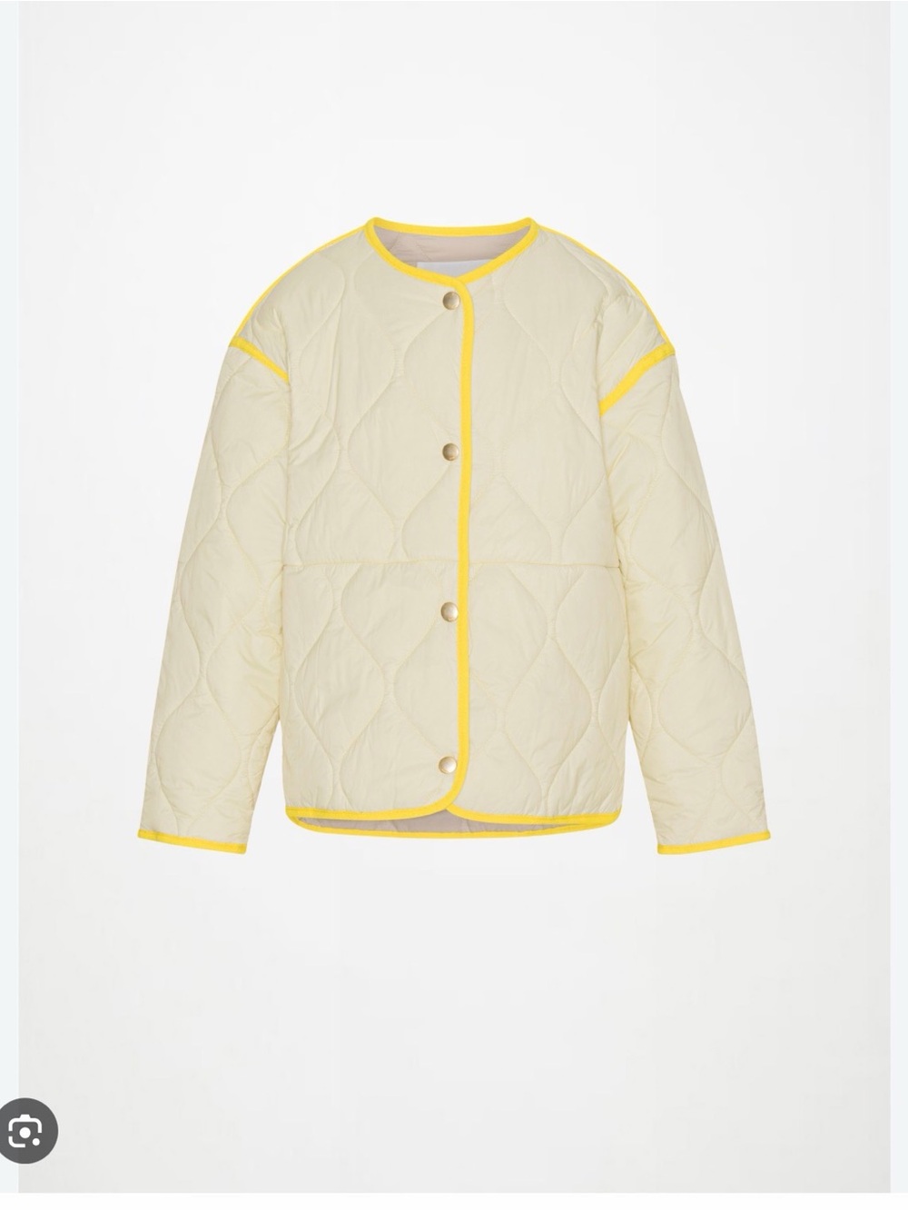 Molo Hailey Cream Quilted Jacket with Yellow Trim